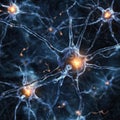 Complex neural network with glowing synapses and interconnected neurons