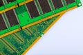 High tech computer memory module displayed on clean surface highlighting intricate circuitry design details Royalty Free Stock Photo