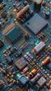 Detailed view of computer motherboard circuitry Royalty Free Stock Photo