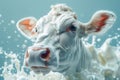 Detailed view of a cows face in a sea of milk Royalty Free Stock Photo