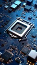 Detailed view of cpu and semiconductor components showcasing precision and complexity in technology