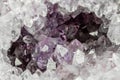 Detailed view into the crystals of an amethyst geode
