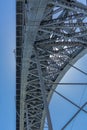 Detailed view at the D. Luis bridge structure, bue sky as background