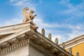 Detailed view of the decoration of the top right corner of the Zappeion Hall neoclassical building in Athens