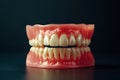 detailed view of dental model showcasing full set of teeth, highlighting structure and alignment. This emphasizes dental health Royalty Free Stock Photo