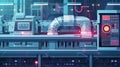 A detailed view of an edge computing unit integrated seamlessly into a manufacturing production line processing and
