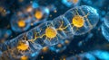 A detailed view of the electron transport chain within a mitochondrion with its intricate system of electron carriers