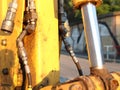 Detailed view of the excavator hydraulic system