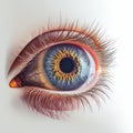 Detailed view of an eye on white. Illustration.