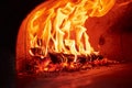 Detailed view. Fire burning in the furnace. Close up view of wood in flames