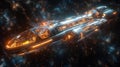 Shiny Futuristic Space Station with Neon Glow and Advanced Engine