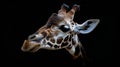 Close Up of Giraffe Against Black Background