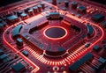 A detailed view of a glowing red processor Royalty Free Stock Photo