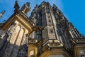 Detailed view on gothic gargoyles sculptures of St. Vitus cathedral in Prague Castle, Czech Republic. Royalty Free Stock Photo