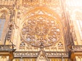 Detailed view on gothic rose window of St. Vitus Cathedral in Prague, Czech Republic Royalty Free Stock Photo