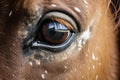 detailed view of a horse eye with cataracts