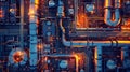 Detailed View of Industrial Pipework and Machinery