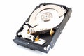 Detailed view of the inside of a hard disk drive Royalty Free Stock Photo