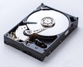 Detailed view of the inside of a hard disk drive Royalty Free Stock Photo