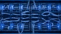 Server Rack with Blue Lights and Cables - Data Center Technology Royalty Free Stock Photo