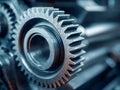 Detailed view of interlocking metal gears in industrial machinery showcasing precision engineering and mechanical efficiency in a Royalty Free Stock Photo
