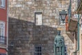 Detailed view at the lateral facade of the Cathedral of Viseu and D. Duarte statue