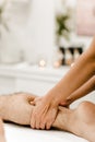 Detailed view of a leg massage on a man Royalty Free Stock Photo