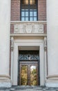 Detailed view of the main Harvard University library entrance. Royalty Free Stock Photo