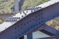 Detailed view of a metallic structure bridge, framework and truss
