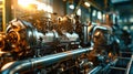 Detailed view of a modern jet engine installed in an airplane, showcasing advanced technology and intricate design Royalty Free Stock Photo