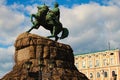 Detailed view Monument to hetman Bohdan Khmelnitsky in the Sofia Square in Kyiv. One of the city`s symbols