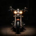 Close-Up of Motorcycle on Dark Background. Generative AI Royalty Free Stock Photo