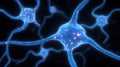 Neurons glowing in deep blue with intricate connections and shining points of light Royalty Free Stock Photo
