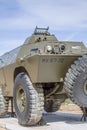 Detailed view of old armored military tank vehicle