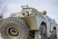 Detailed view of old armored military tank vehicle