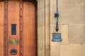 Detailed view of the old-style entrance to a College Master`s office. Royalty Free Stock Photo