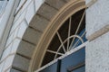 Detailed view of one of the many architectural doorways at the University, leading to the halls and library`s within the building. Royalty Free Stock Photo