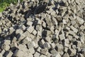 View of a pile of paving stones at a construction site