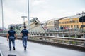 The collapse of suspension bridge Morandi Ponte Morandi