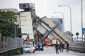 The collapse of suspension bridge Morandi Ponte Morandi