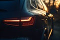 A detailed view of the rear lights of a car, showcasing their design and illumination Royalty Free Stock Photo