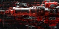 Detailed view of a red and black machine, showcasing intricate components and textures Royalty Free Stock Photo