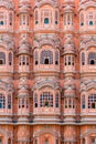 Detailed view of red and pink sandstone facade of Hawa Mahal Royalty Free Stock Photo