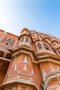 Detailed view of red and pink sandstone facade of Hawa Mahal Royalty Free Stock Photo