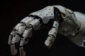 A detailed view of a robotic hand emphasizes the advanced engineering and intricate Royalty Free Stock Photo