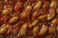 A detailed view of Romano beans covered in savory sauce Royalty Free Stock Photo