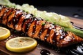 detailed view of salmon teriyaki