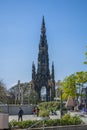 Detailed view of Scott Monument, a Victorian Gothic and ornamented monument to Scottish Sir Walter Scott, on Princes Street