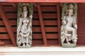 Detailed view of sculptures under the roof