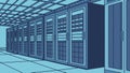 Detailed View of Server Racks in a Data Center Environment, vector design Generative AI Royalty Free Stock Photo